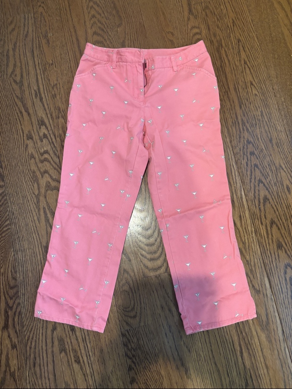 J. Crew Pink Embroidered Martini Cropped Pants.